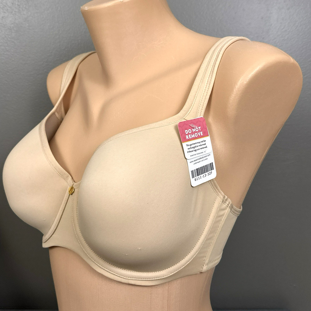 Essential Bodywear Bra Size 32F Beige Molded Lined Underwire 6111 EBW Abbie NWT